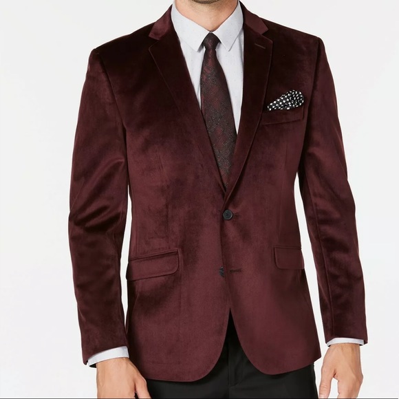 Kenneth Cole Other - Kenneth Cole Slim Fit Burgundy Velvet Sport Coat
